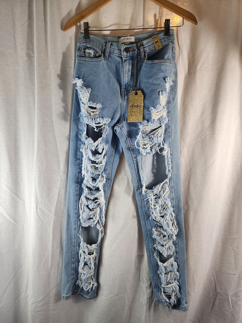Vibrant MiU NWT Women's Blue Light Wash Denim Skinny Jeans Slim Fit Mid Rise W25